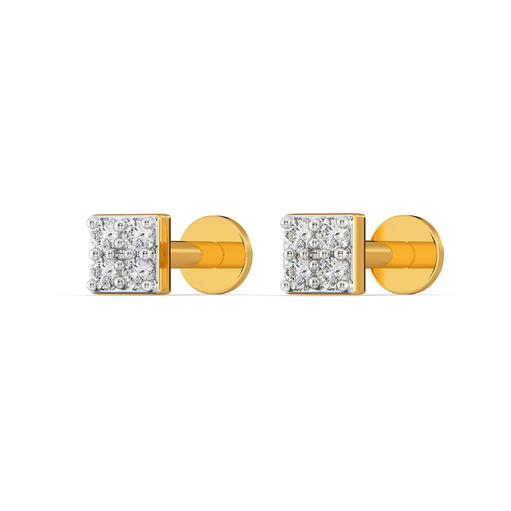 Pair So Square Diamond Earrings