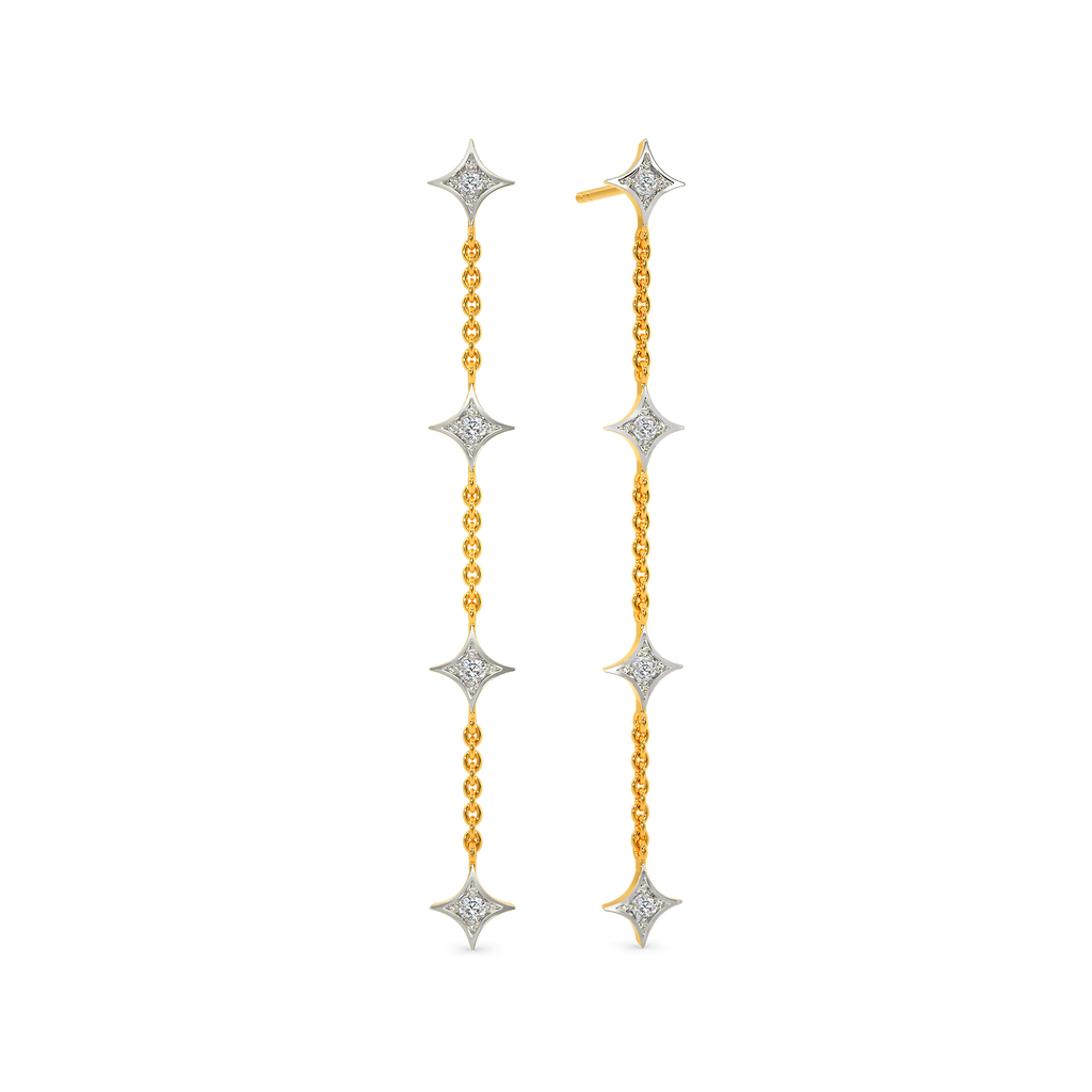 Drop Down Four Diamond Earrings