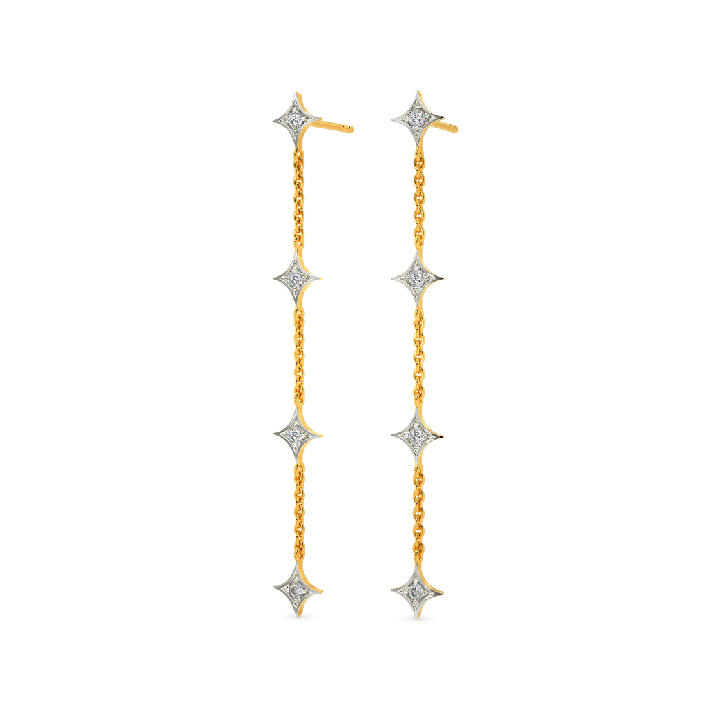 Drop Down Four Diamond Earrings