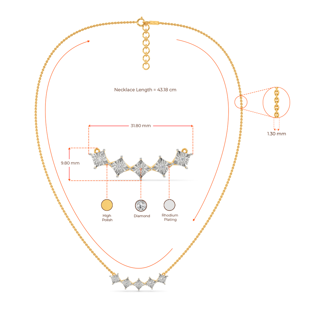 Penta Squared Diamond Necklaces