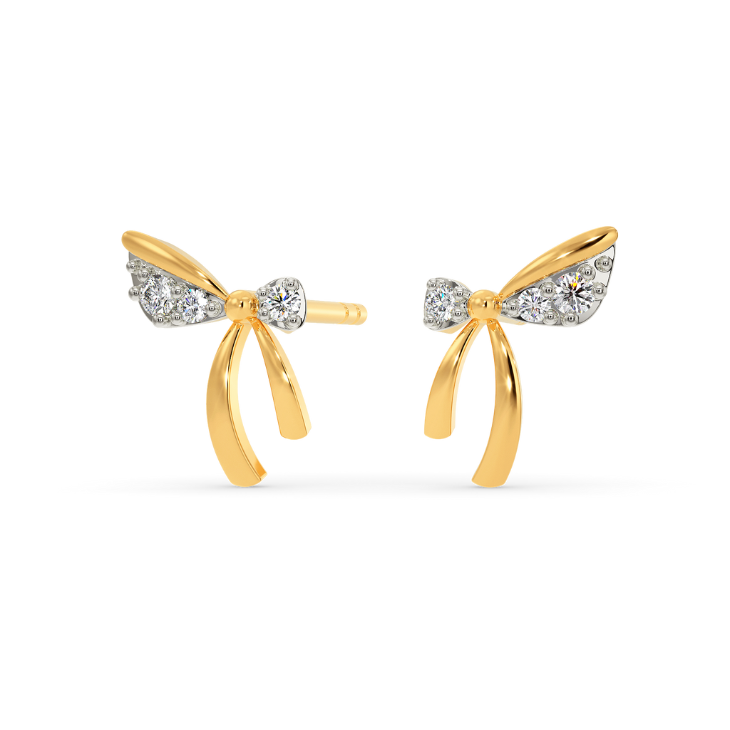Bow Charm Diamond Earrings