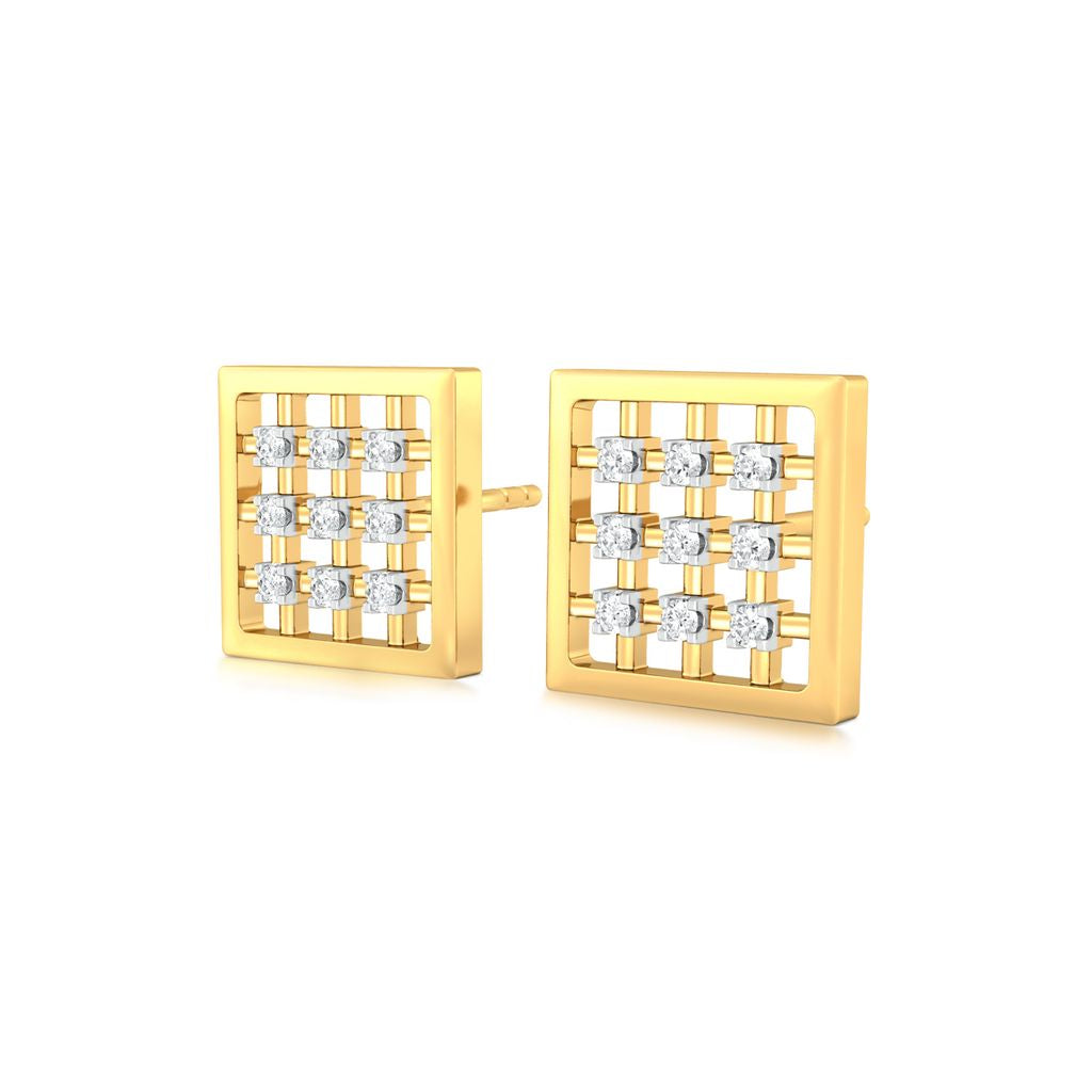 Gingham Style Diamond Earrings
