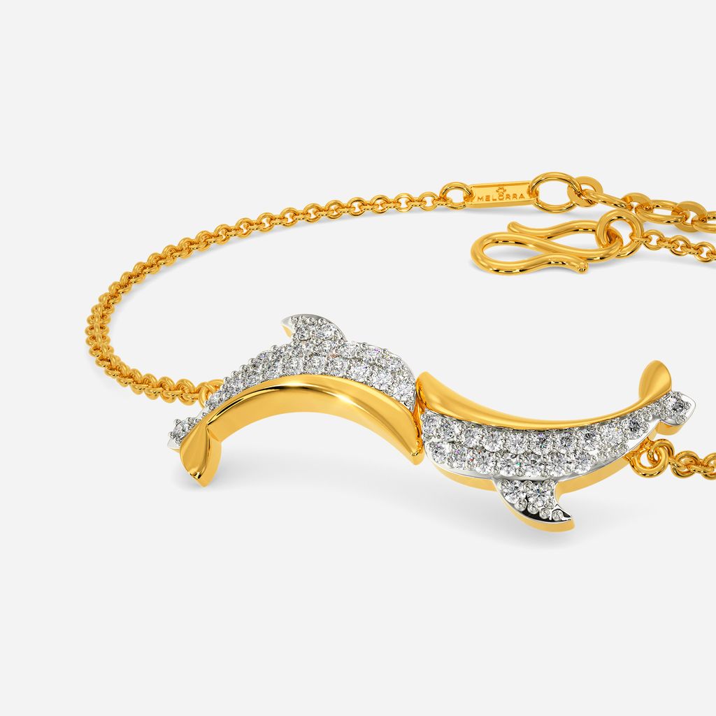 Swirl with Dolphins Diamond Bracelets