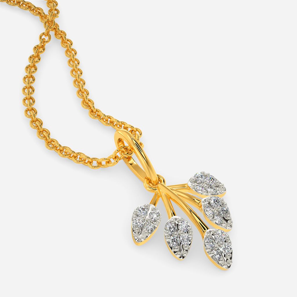 Frosted Leaves Diamond Pendants