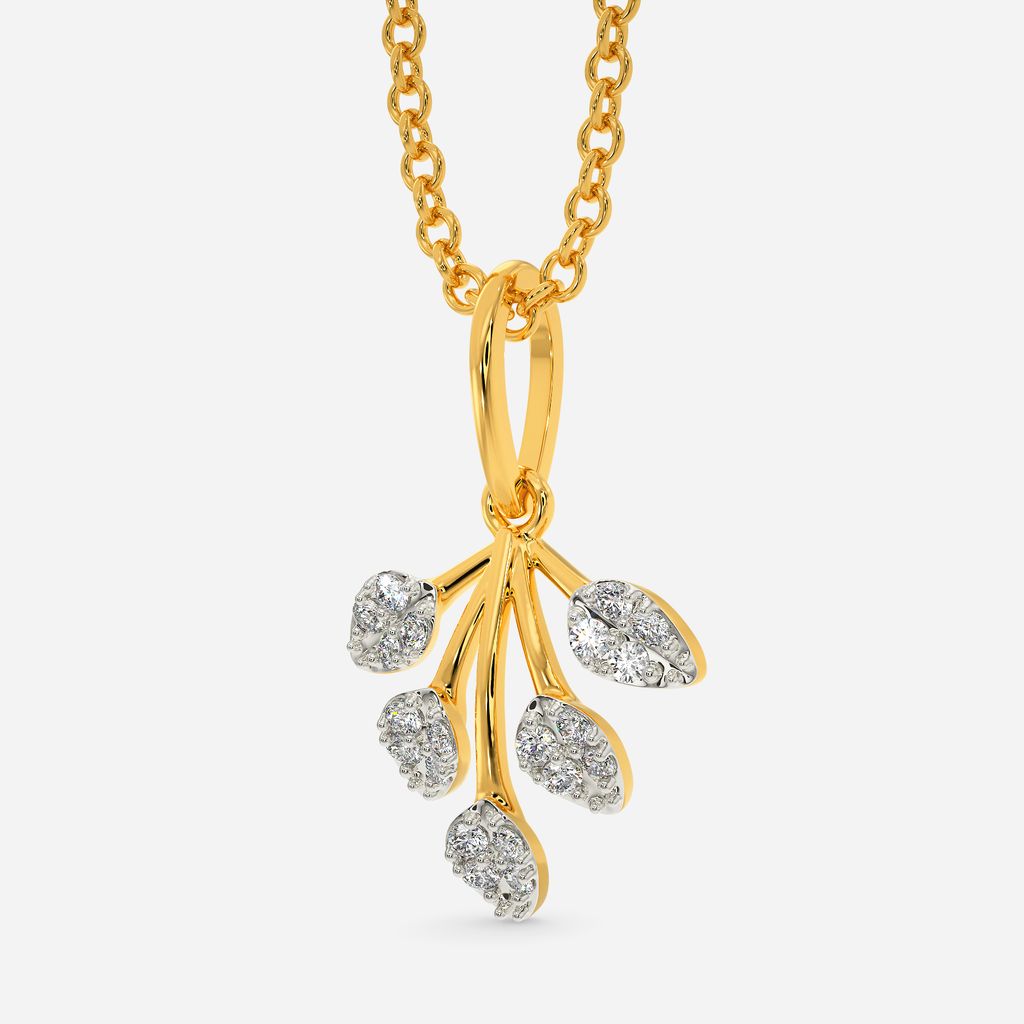 Frosted Leaves Diamond Pendants