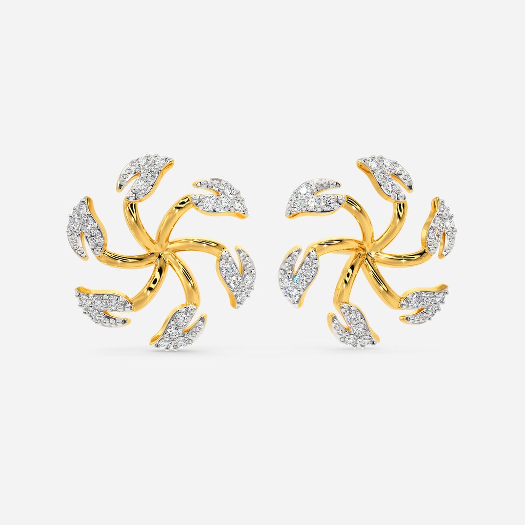 Halo Leaves Diamond Earrings