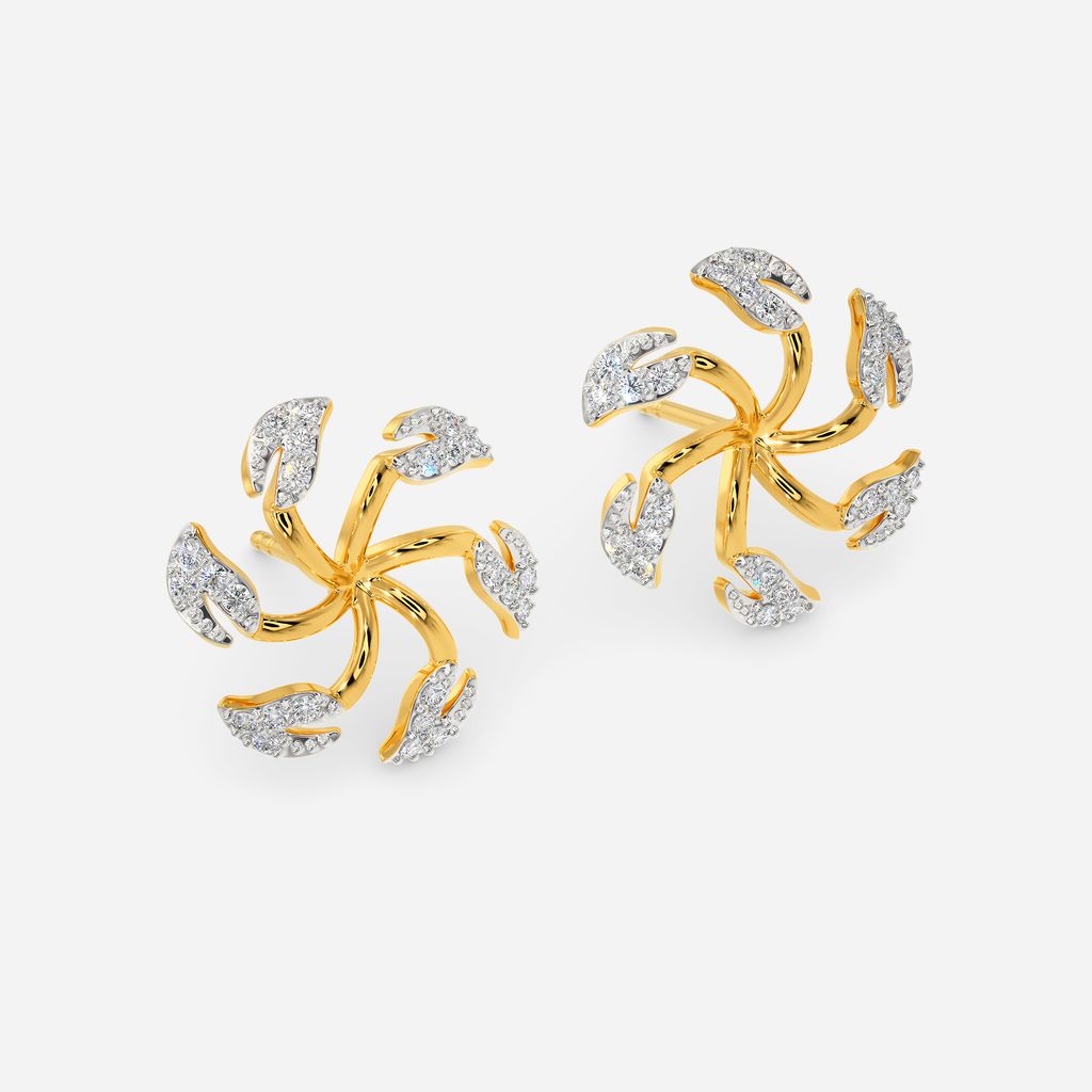 Halo Leaves Diamond Earrings