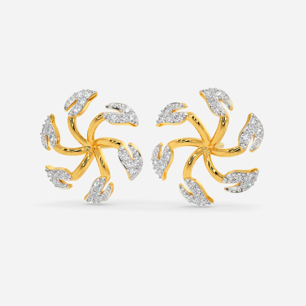 Halo Leaves Diamond Earrings