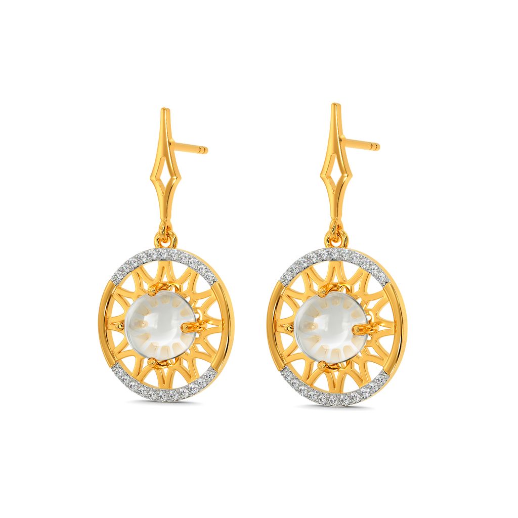 White Halo Diamond Earrings