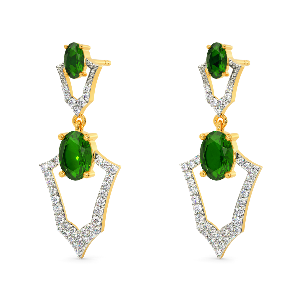 Green Ecstatic Diamond Earrings