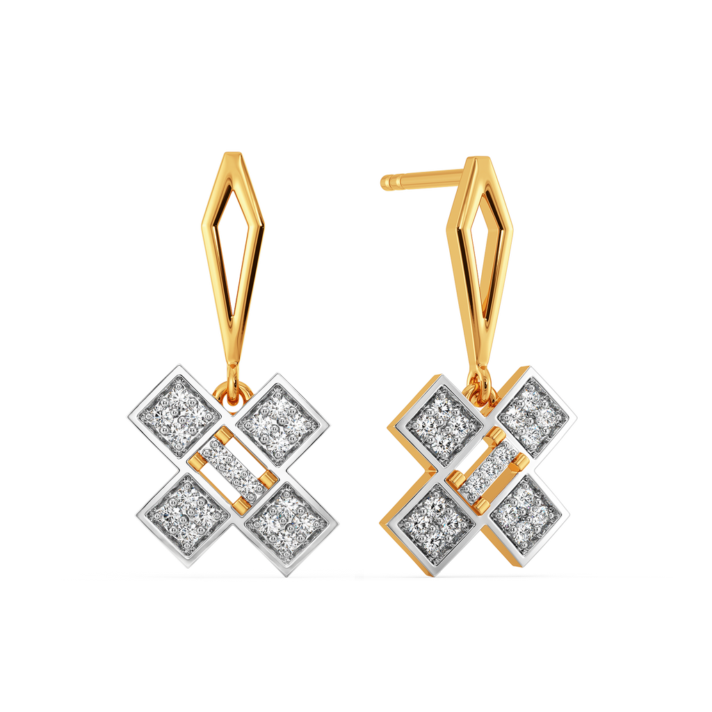 Play the Plaid Game Diamond Earrings