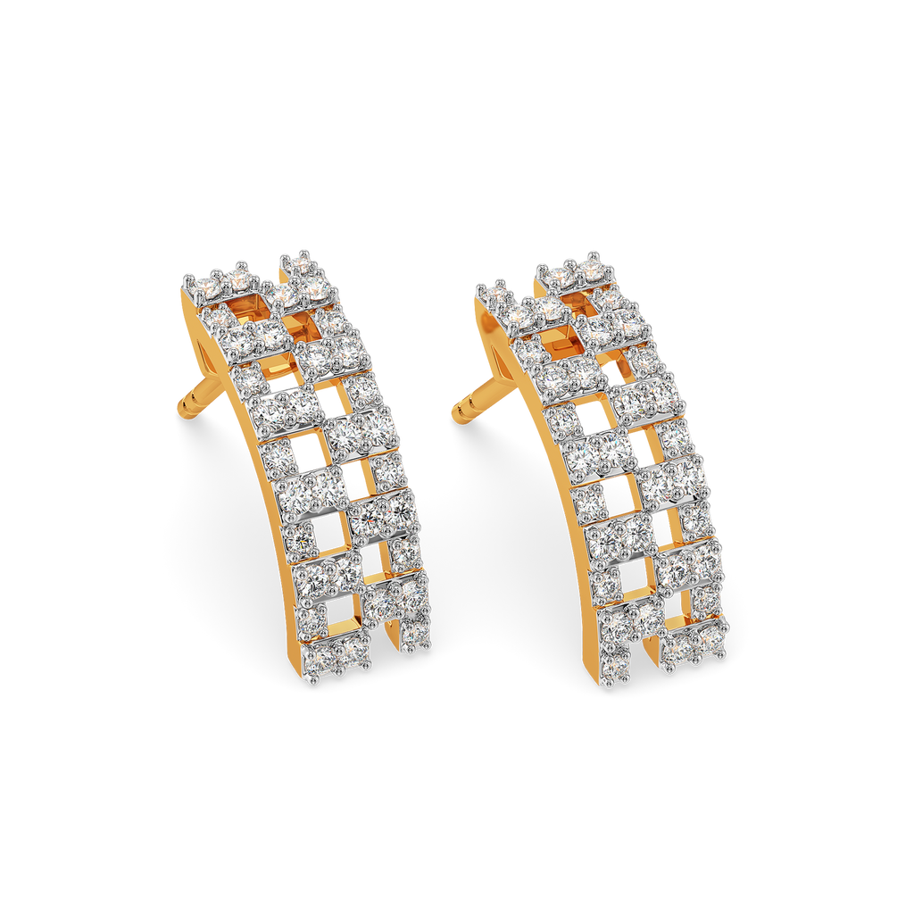 Plaid is the Key Diamond Earrings