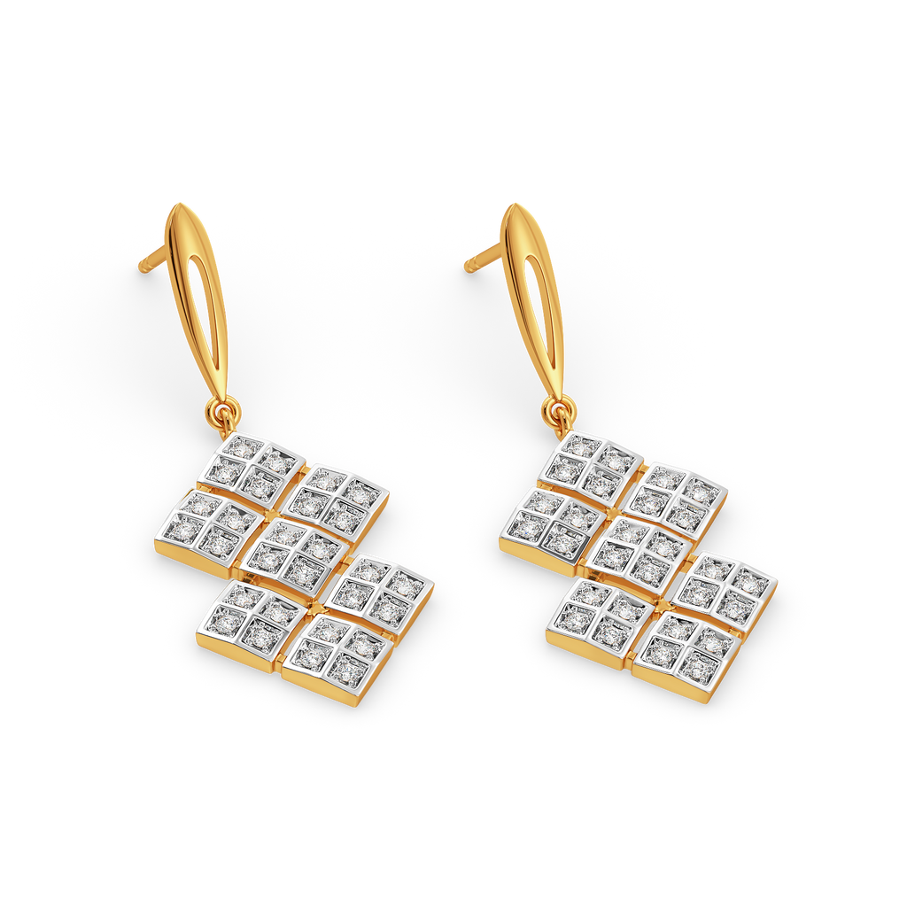 Plaid Unraveled Diamond Earrings