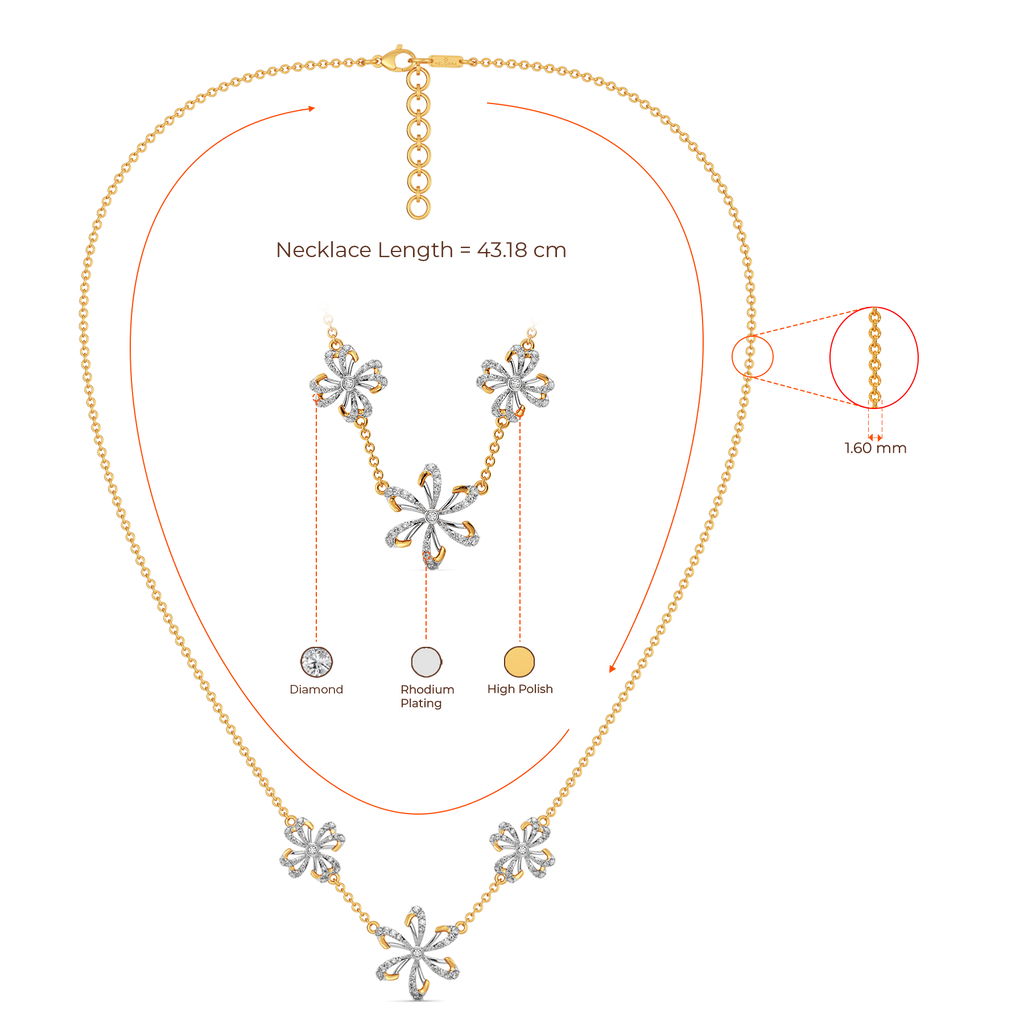 Golden Bloom With Beauty Diamond Necklaces