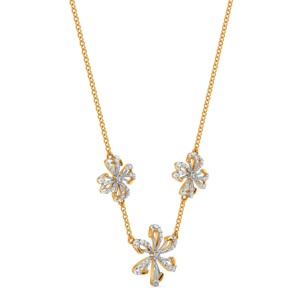 Golden Bloom With Beauty Diamond Necklaces