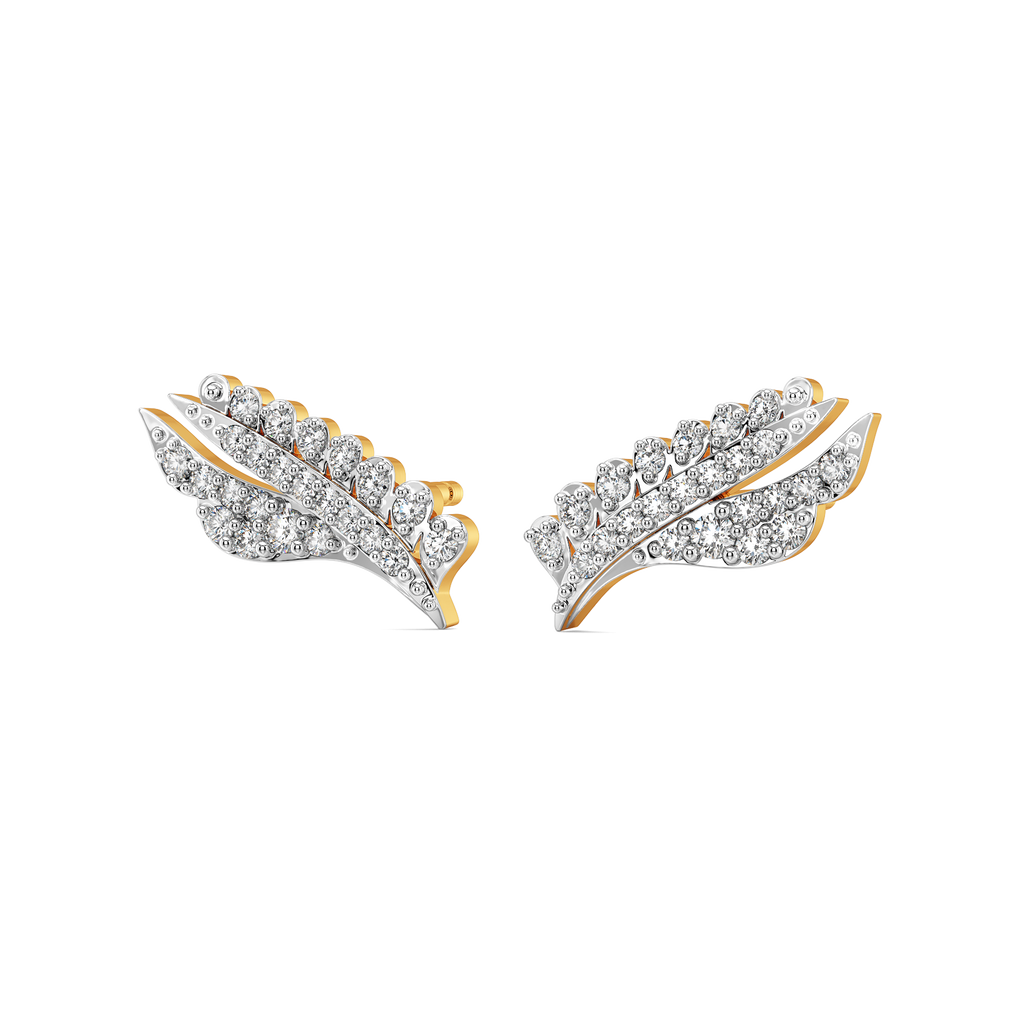 Gilded Plume Diamond Earrings