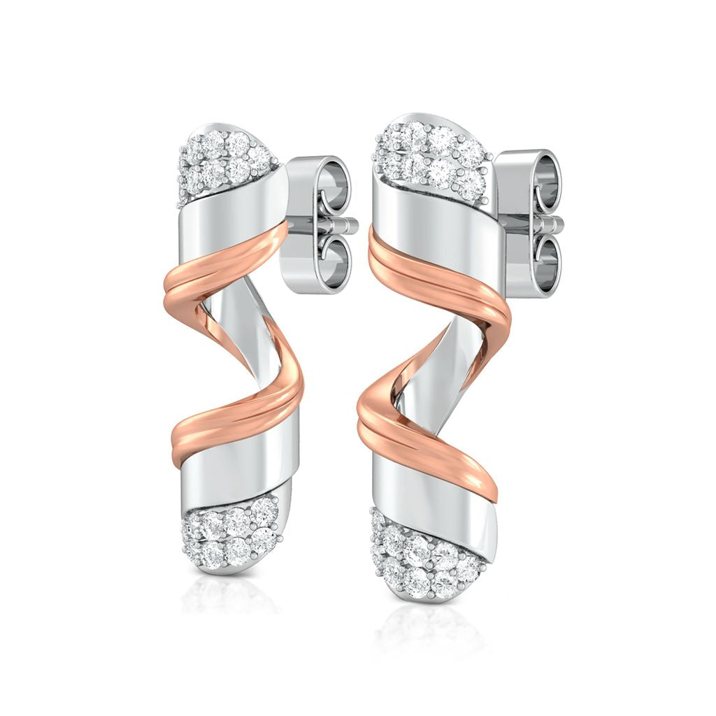 Curly Ribbon Diamond Earrings