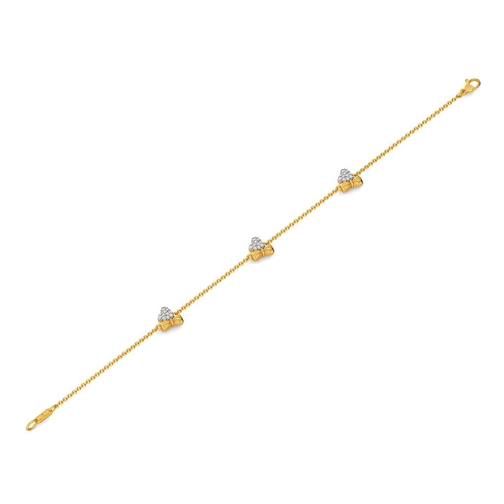 Hearts on Bow Diamond Bracelets