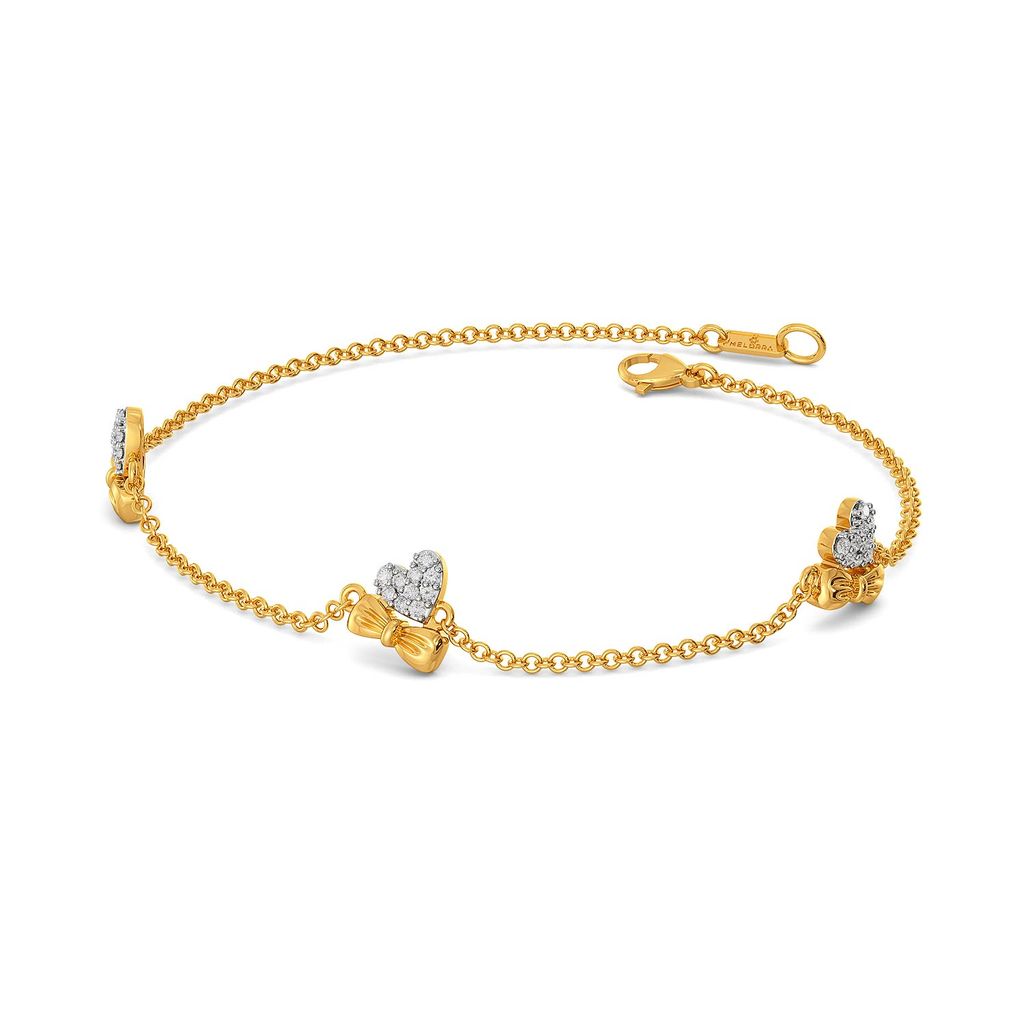 Hearts on Bow Diamond Bracelets