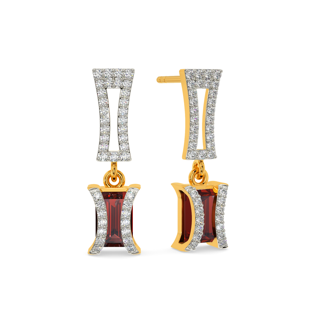 Red Famed Diamond Earrings