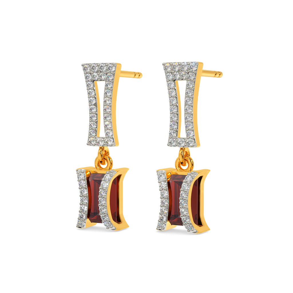 Red Famed Diamond Earrings