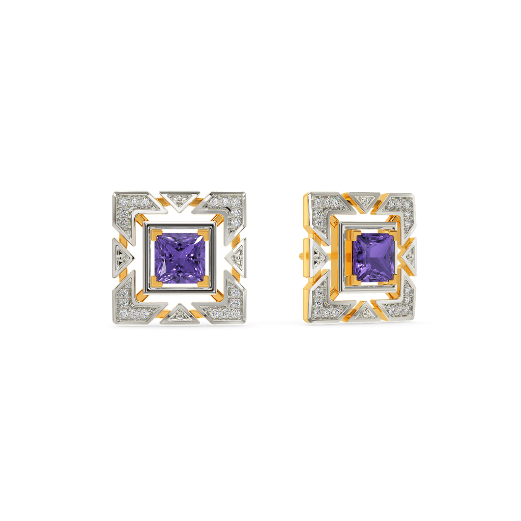 Eccentric Purple Diamond Earrings