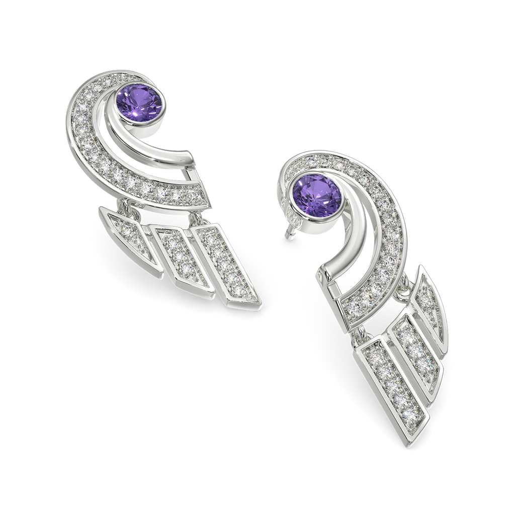 Captivating Purple Diamond Earrings