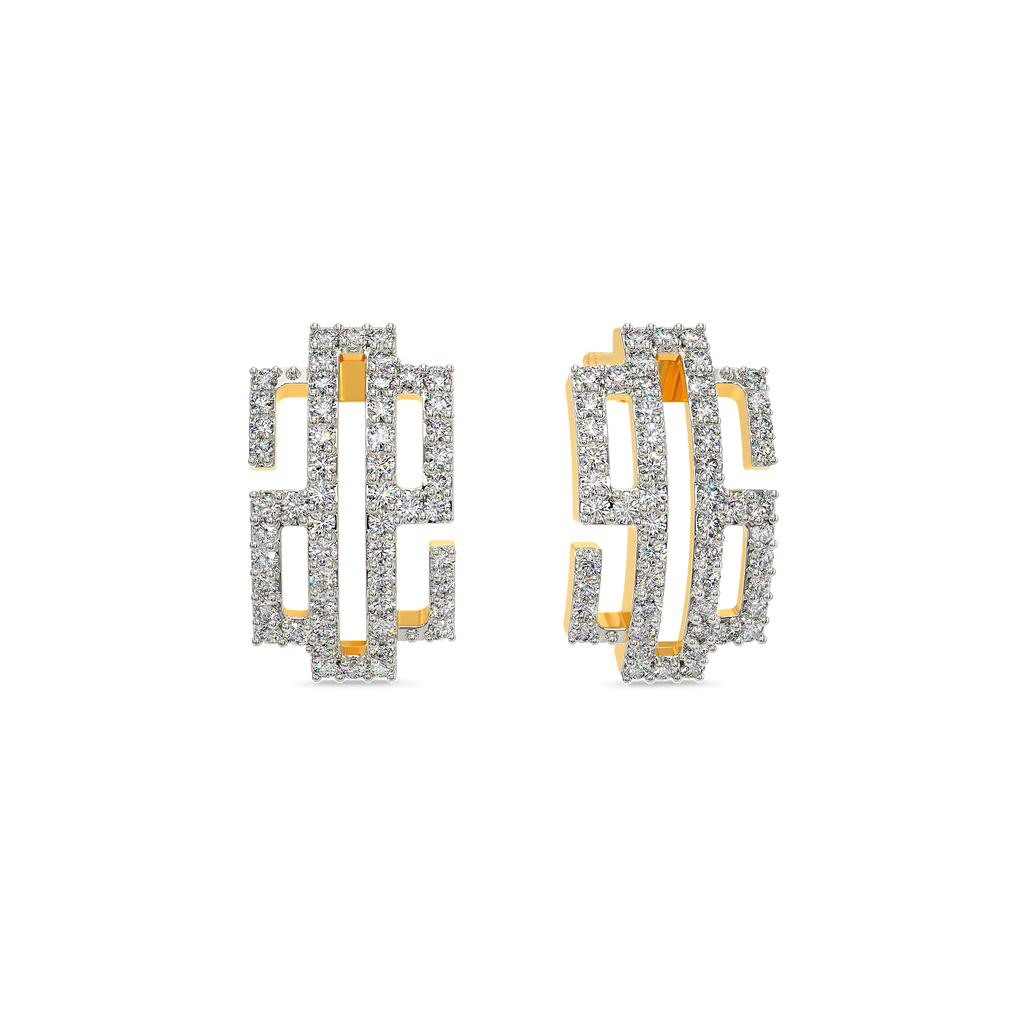 Glitch Effect Diamond Earrings