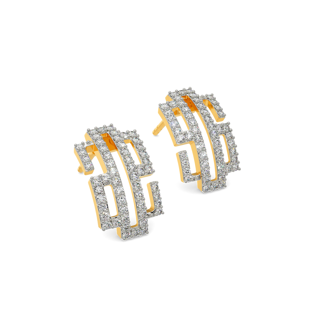 Glitch Effect Diamond Earrings