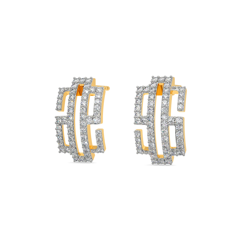 Glitch Effect Diamond Earrings
