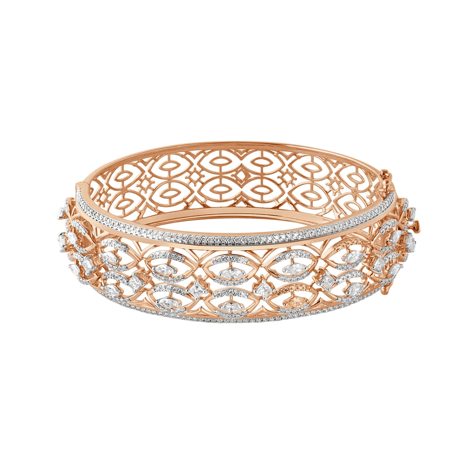 Stylish Rose Gold 3-D Floral Bracelet