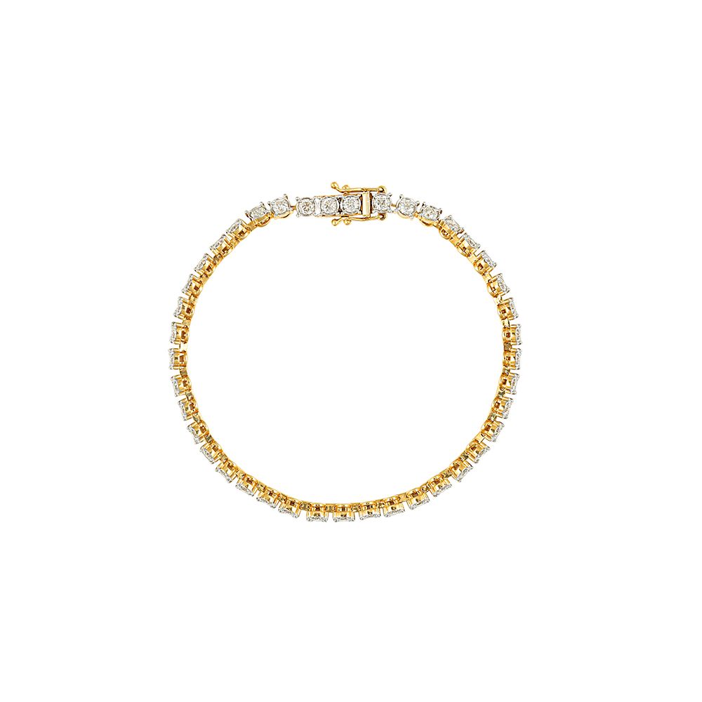Sparkling Diamond and Yellow Gold Crown Star Bracelet