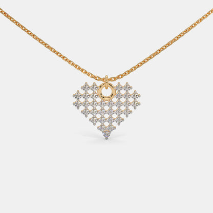 The Pixelated Hearts Pendant Necklace