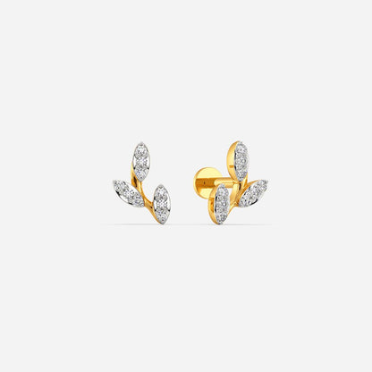 Leafy Bling Diamond Earrings