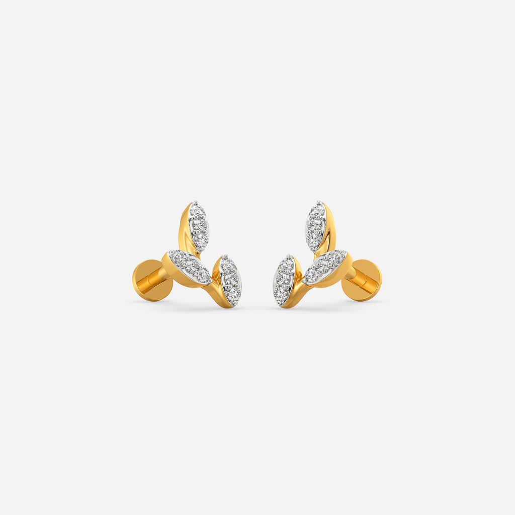 Leafy Bling Diamond Earrings