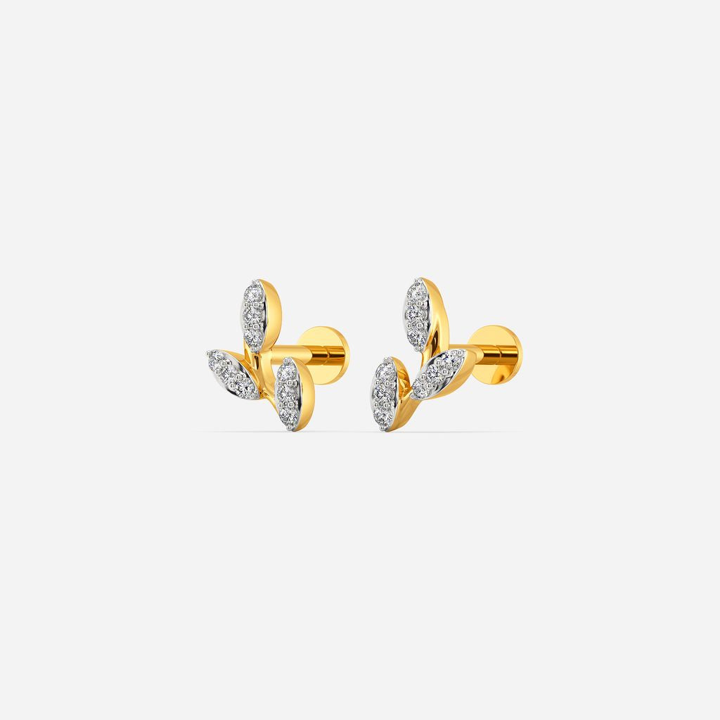 Leafy Bling Diamond Earrings