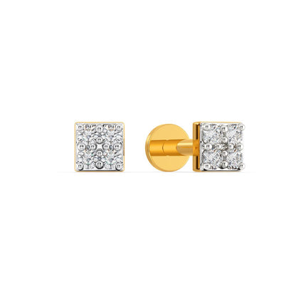 Pair So Square Diamond Earrings