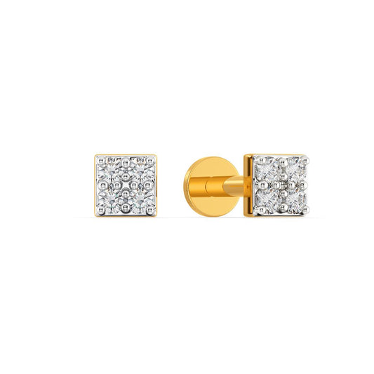 Pair So Square Diamond Earrings