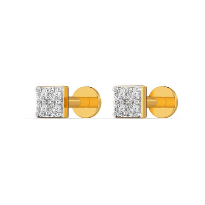 Pair So Square Diamond Earrings