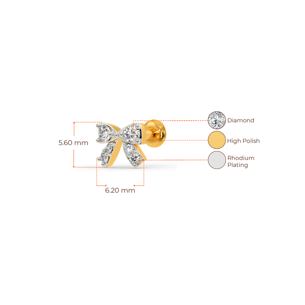 Bow Love Diamond Nose Pins