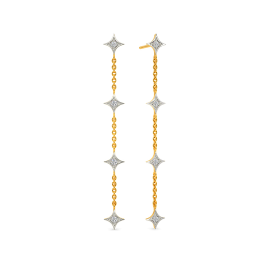 Drop Down Four Diamond Earrings
