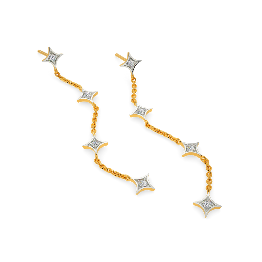 Drop Down Four Diamond Earrings