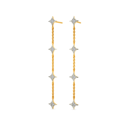 Drop Down Four Diamond Earrings