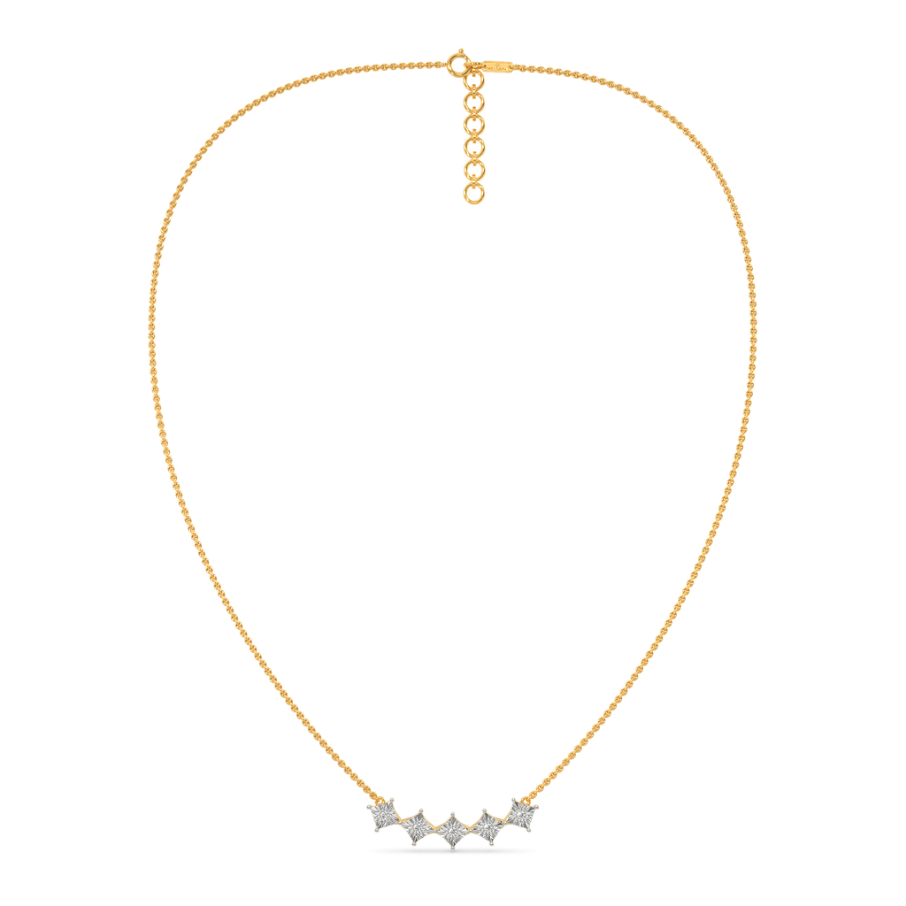 Penta Squared Diamond Necklaces