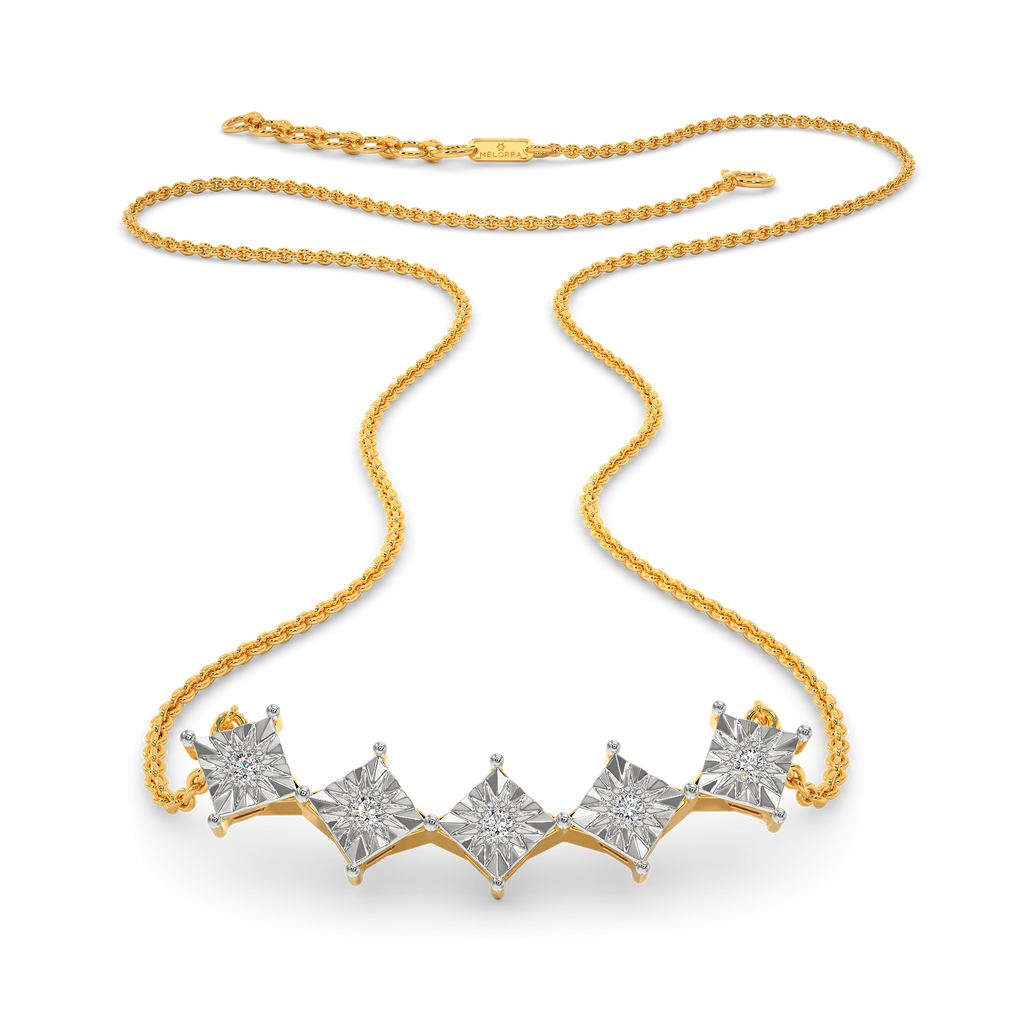 Penta Squared Diamond Necklaces