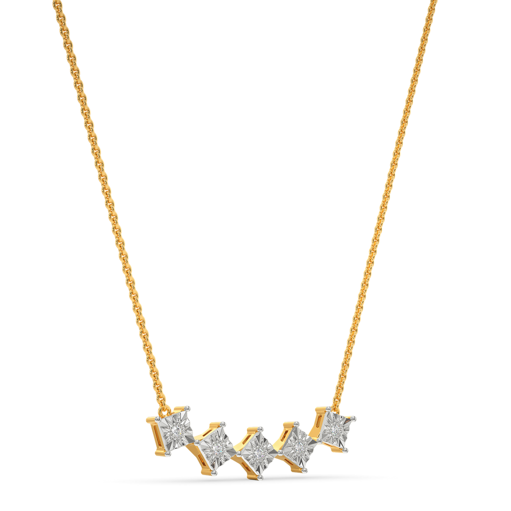 Penta Squared Diamond Necklaces