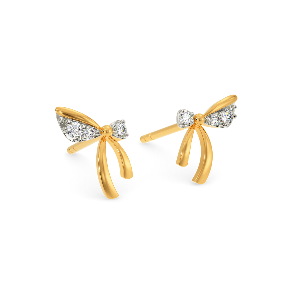 Bow Charm Diamond Earrings