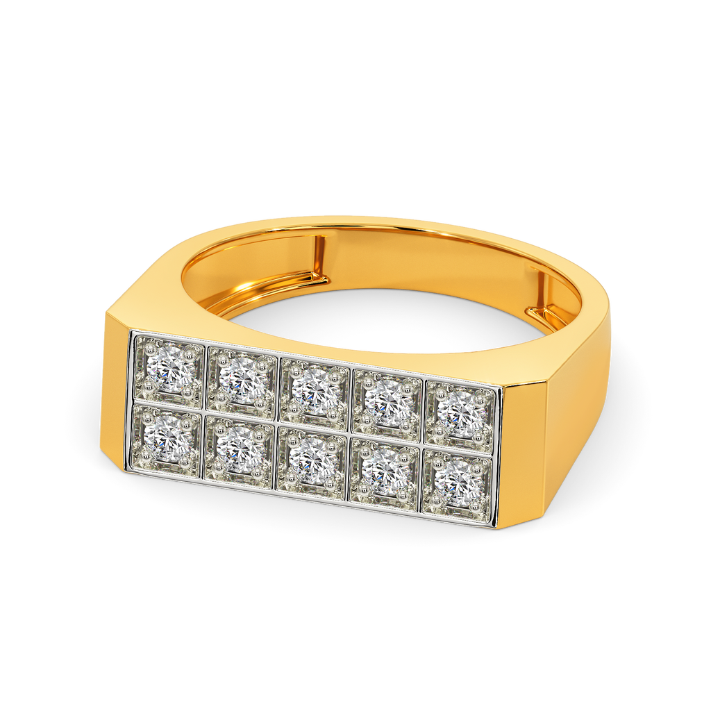 Plaid Peak Diamond Rings For Men