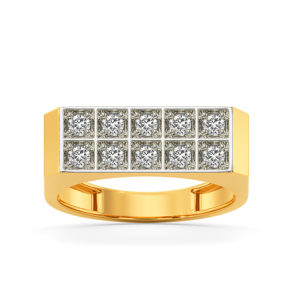 Plaid Peak Diamond Rings For Men