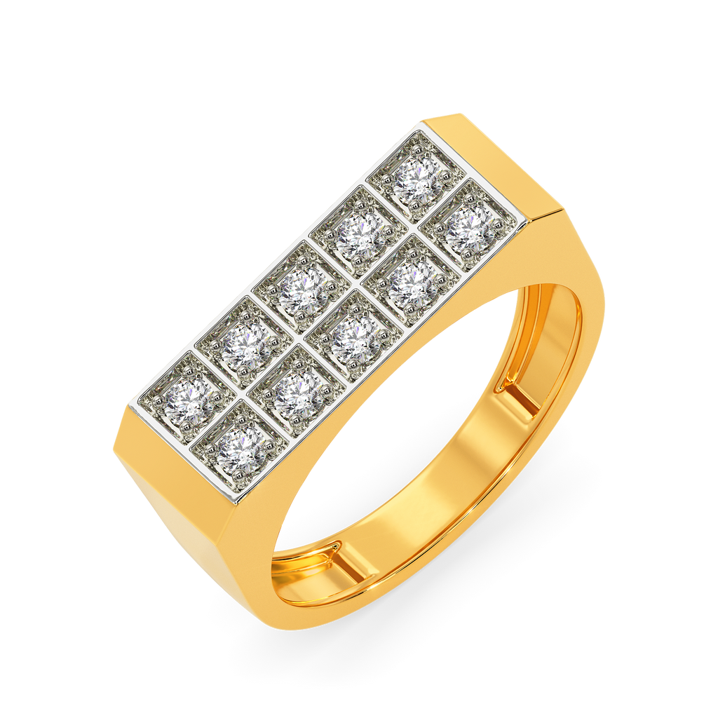 Plaid Peak Diamond Rings For Men